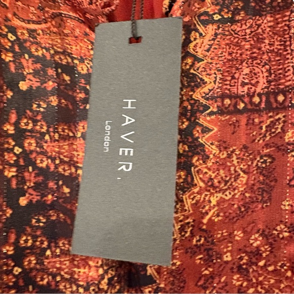 Haver London NWT $98 Metallic Gold Thread Paisley Patchwork Mock Neck Top S - Picture 4 of 13